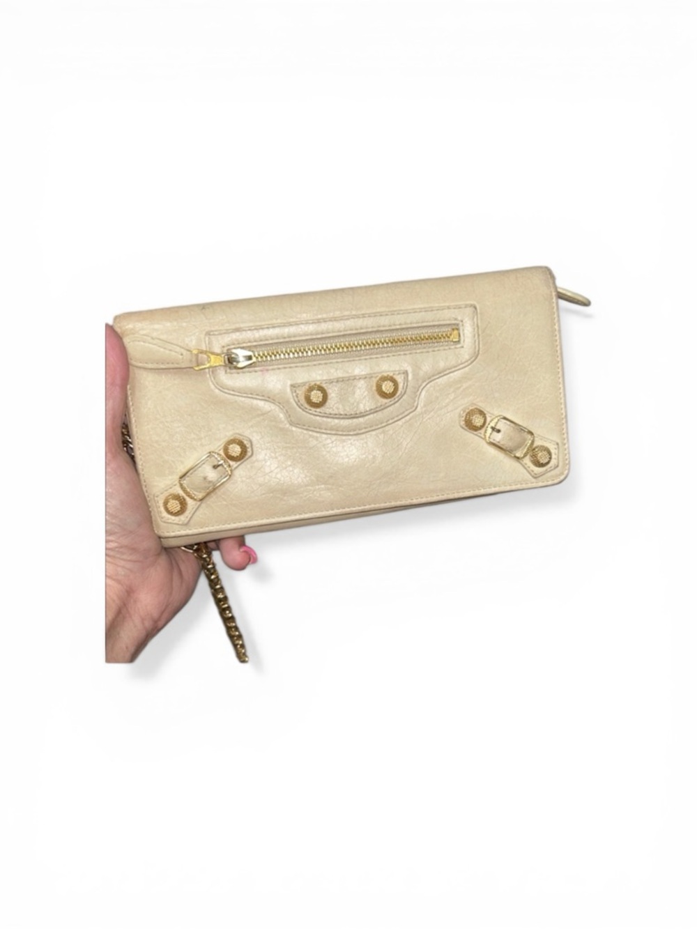 Balenciaga Classic Chain Wallet Clutch Cream
Leather Gold Hardware Crossbody - Picture 5 of 10